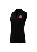 Women's Atlanta Hawks Antigua Heather Black Layout Sleeveless V-Neck Polo