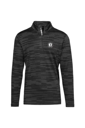 Women's Brooklyn Nets Levelwear Black Gear Insignia Core Quarter-Zip Pullover Top