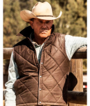 Yellowstone John Dutton Brown Cotton Quilted Vest