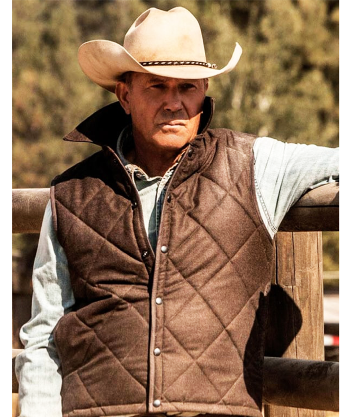Yellowstone John Dutton Brown Cotton Quilted Vest 1 Yellowstone John Dutton Brown Cotton Quilted Vest