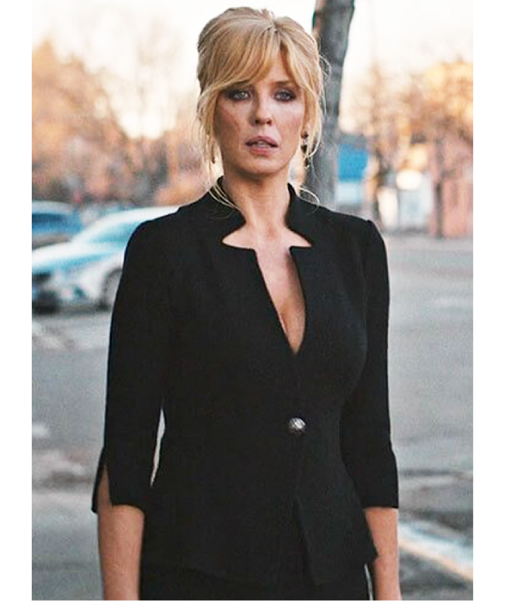 Yellowstone Kelly Reilly Notch Neck Black Jacket 1 Yellowstone Kelly Reilly Notch Neck Black Jacket