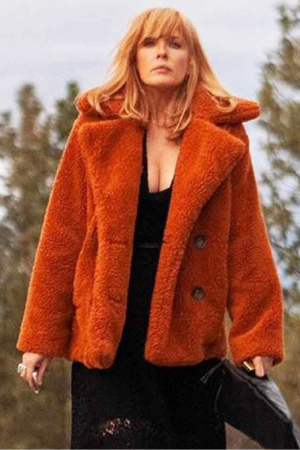 Yellowstone Kelly Reilly Orange Shearling Coat