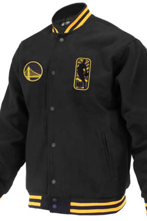 Unisex Golden State Warriors FISLL Black Logoman Shadow Collection Full-Snap Varsity Jacket