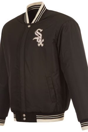 Men's Chicago White Sox JH Design Black Reversible Wool Full-Zip Jacket