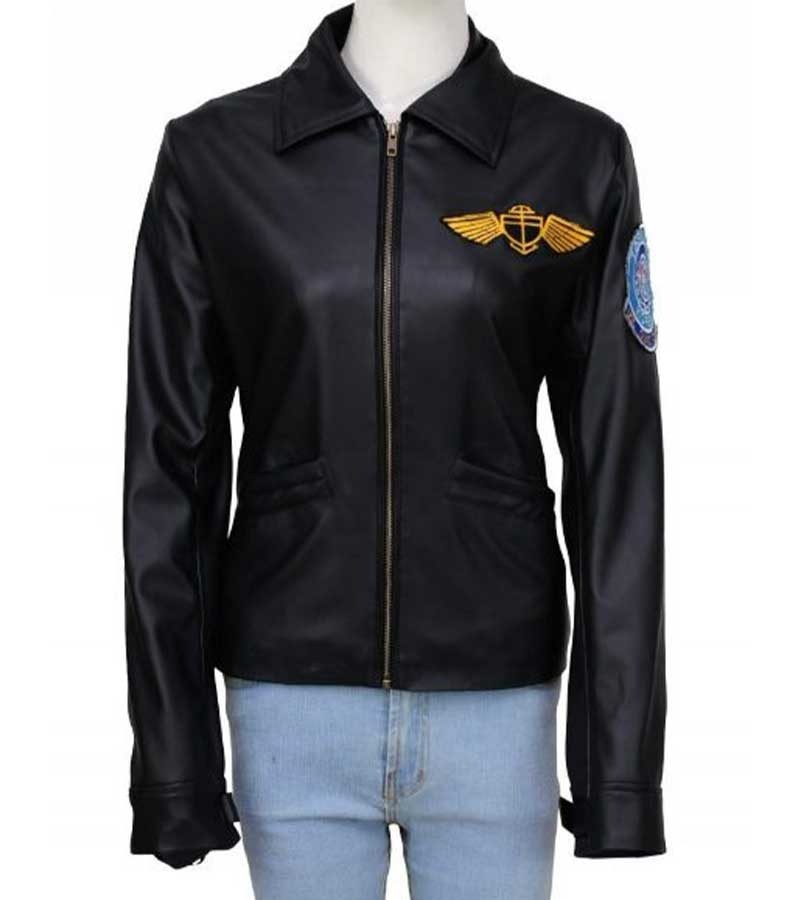 Kelly McGillis Top Gun Bomber Leather Jacket 1 Kelly McGillis Top Gun Bomber Leather Jacket