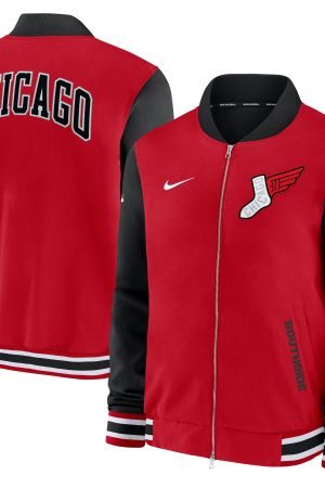 Men's Chicago White Sox Nike Red/Black 2025 City Connect Authentic Collection Full-Zip Bomber Jacket