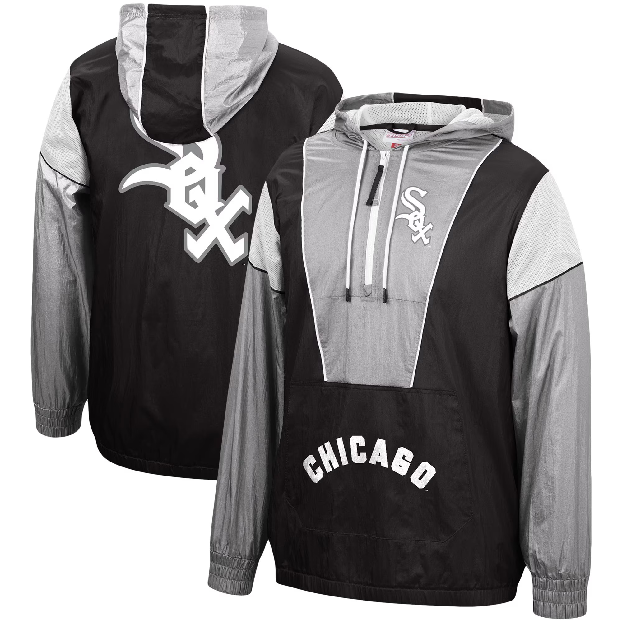 Men's Chicago White Sox Mitchell & Ness Black Highlight Reel Windbreaker Half-Zip Hoodie Jacket 1 Men's Chicago White Sox Mitchell & Ness Black Highlight Reel Windbreaker Half-Zip Hoodie Jacket