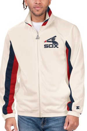 Men's Chicago White Sox Starter Cream Rebound Cooperstown Collection Full-Zip Track Jacket