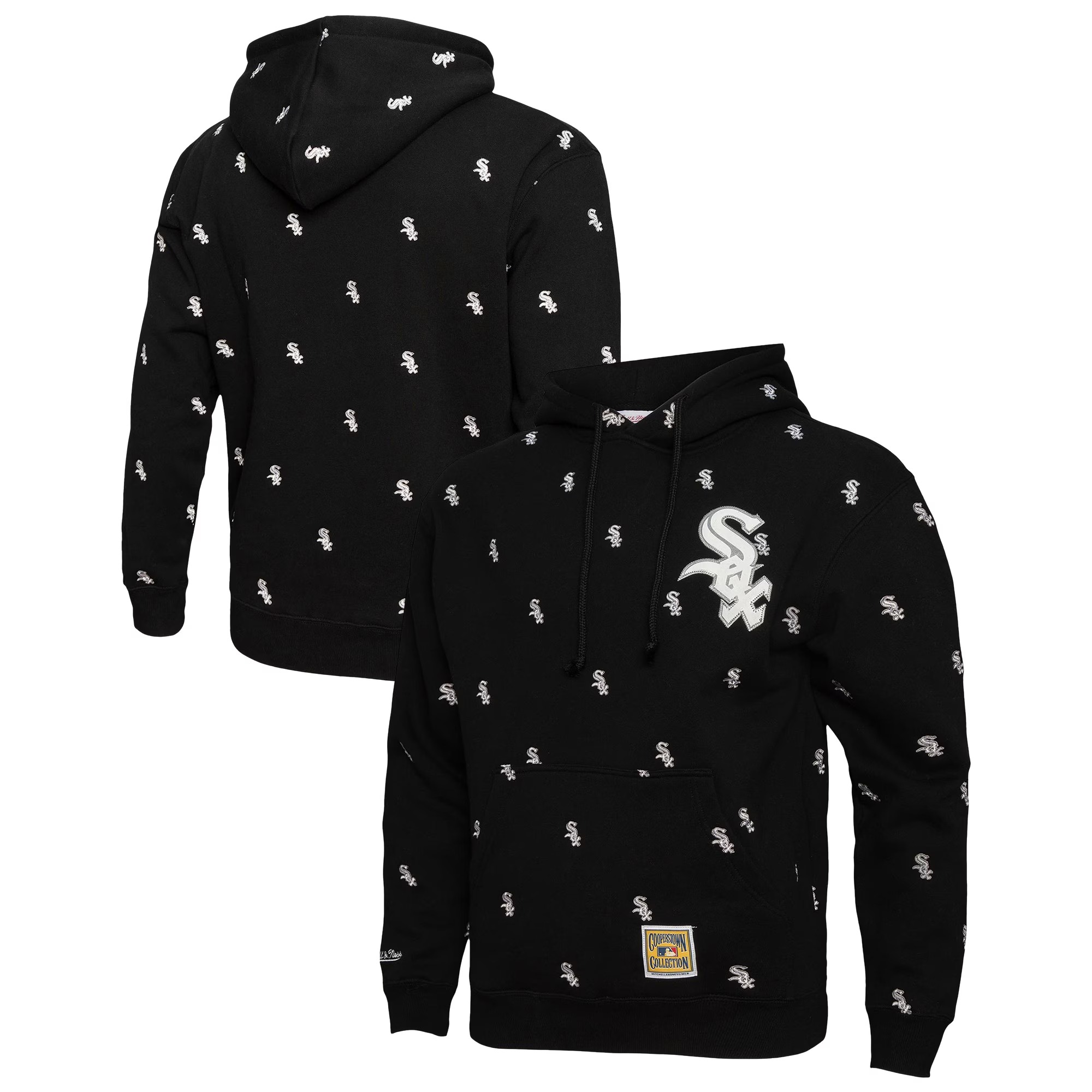 Men's Chicago White Sox Mitchell & Ness Black Repeat Pullover Hoodie 1 Men's Chicago White Sox Mitchell & Ness Black Repeat Pullover Hoodie