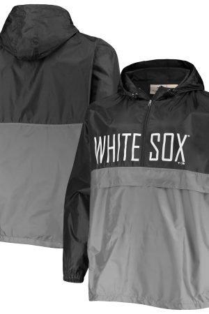 Men's Chicago White Sox Black/Gray Big & Tall Split Body Anorak Half-Zip Jacket