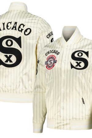 Men's Chicago White Sox Pro Standard Cream Cooperstown Collection Pinstripe Retro Classic Satin Full-Snap Jacket