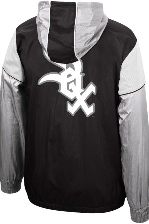 Men's Chicago White Sox Mitchell & Ness Black Highlight Reel Windbreaker Half-Zip Hoodie Jacket