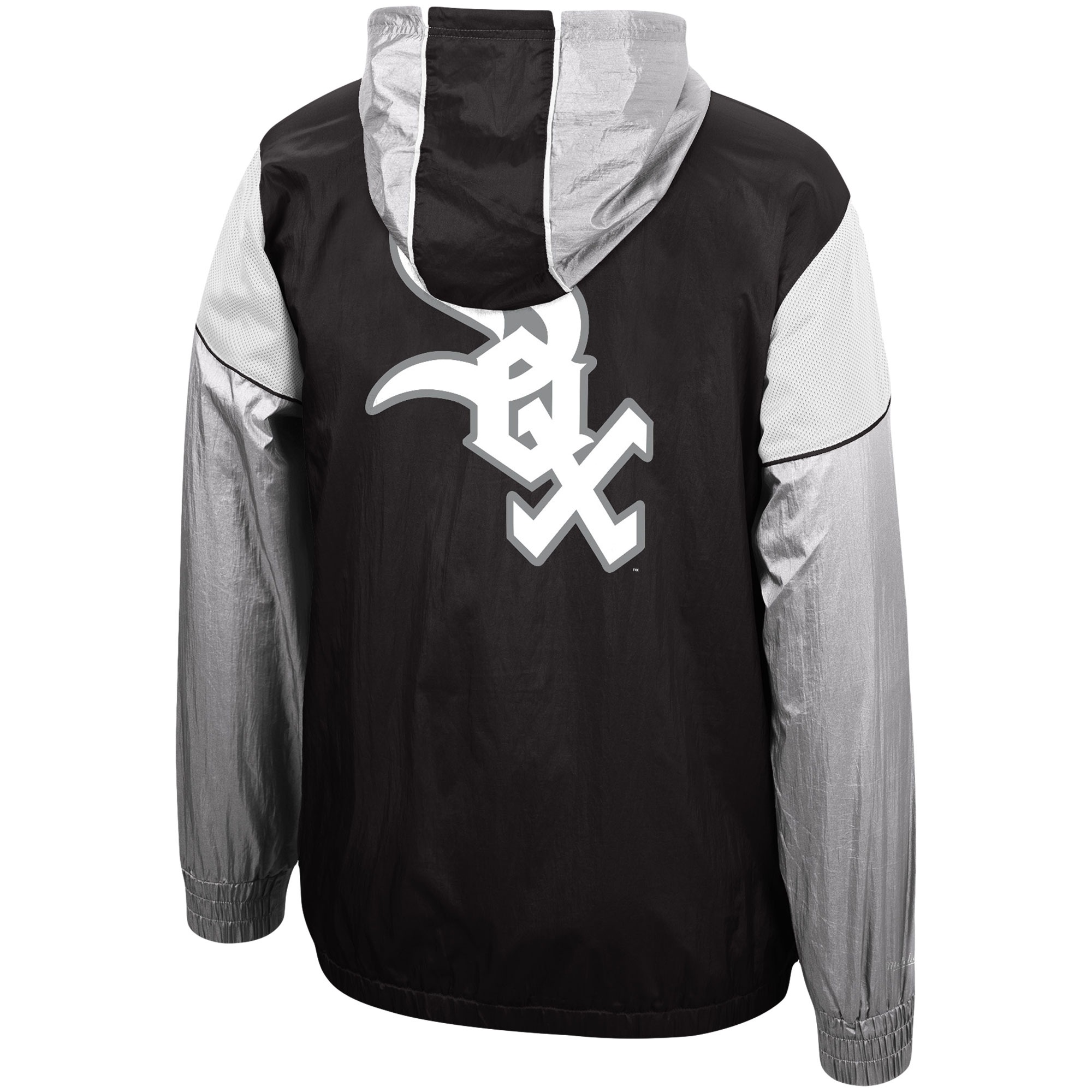 Men's Chicago White Sox Mitchell & Ness Black Highlight Reel Windbreaker Half-Zip Hoodie Jacket 3 Men's Chicago White Sox Mitchell & Ness Black Highlight Reel Windbreaker Half-Zip Hoodie Jacket - Image 3