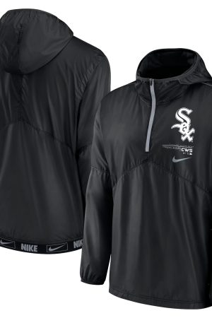 Men's Chicago White Sox Nike Black Authentic Night Game Performance Half-Zip Windbreaker