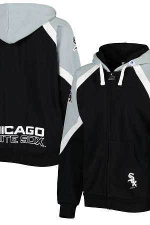 Women's Chicago White Sox Starter Black/Silver Hail Mary Full-Zip Hoodie