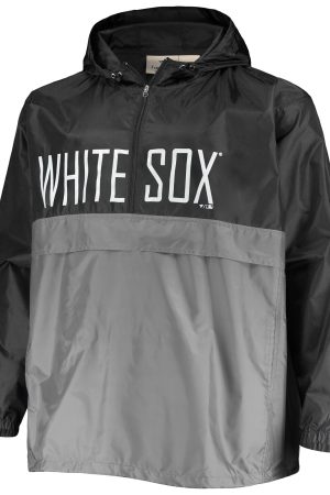 Men's Chicago White Sox Black/Gray Big & Tall Split Body Anorak Half-Zip Jacket