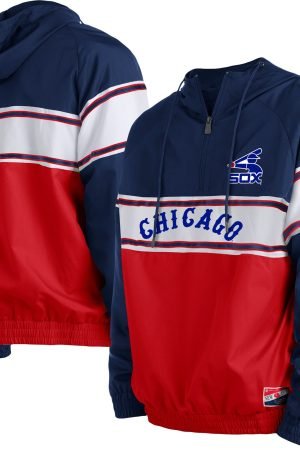 Men's Chicago White Sox New Era Navy Ripstop Raglan Quarter-Zip Hoodie