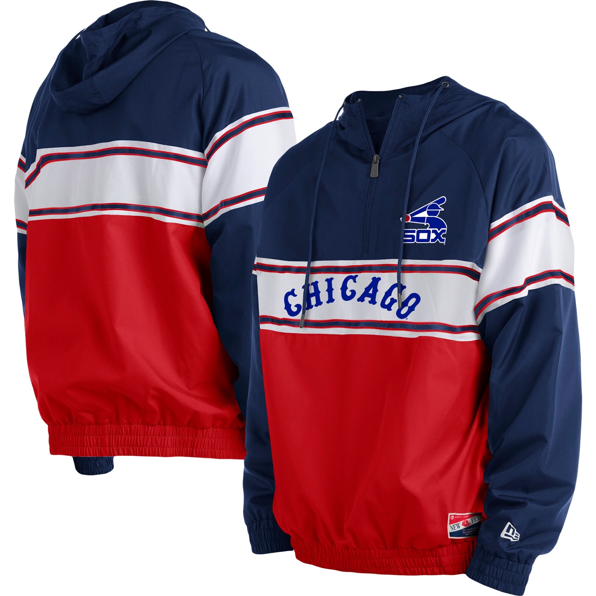 Men's Chicago White Sox New Era Navy Ripstop Raglan Quarter-Zip Hoodie 1 Men's Chicago White Sox New Era Navy Ripstop Raglan Quarter-Zip Hoodie