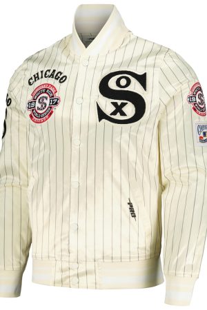 Men's Chicago White Sox Pro Standard Cream Cooperstown Collection Pinstripe Retro Classic Satin Full-Snap Jacket