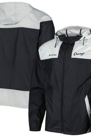 Men's Chicago White Sox Columbia Black/Gray Omni-Shade Flash Forward Challenger Full-Zip Windbreaker Jacket