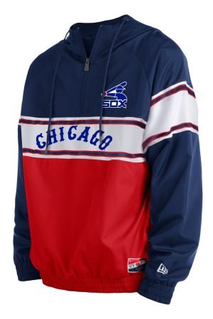 Men's Chicago White Sox New Era Navy Ripstop Raglan Quarter-Zip Hoodie