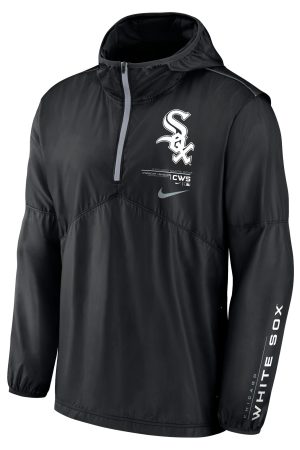 Men's Chicago White Sox Nike Black Authentic Night Game Performance Half-Zip Windbreaker