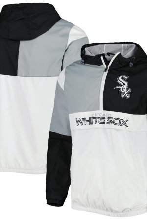 Men's Chicago White Sox G-III Sports by Carl Banks Black/Silver Fair Catch Half-Zip Hoodie