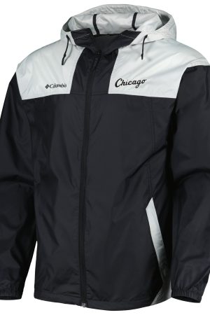 Men's Chicago White Sox Columbia Black/Gray Omni-Shade Flash Forward Challenger Full-Zip Windbreaker Jacket