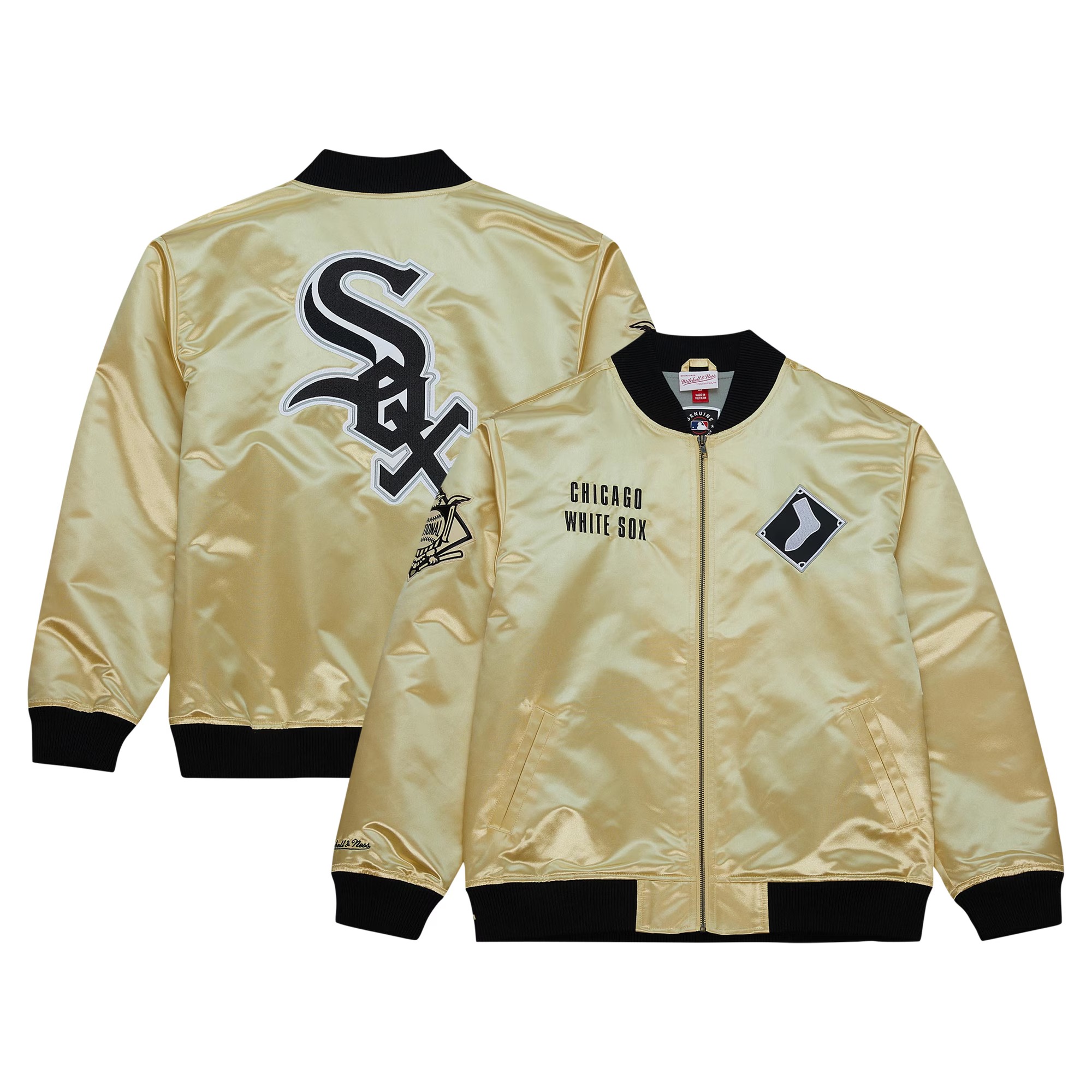 Men's Chicago White Sox Mitchell & Ness Gold OG 2.0 Lightweight Satin Full-Zip Jacket 1 Men's Chicago White Sox Mitchell & Ness Gold OG 2.0 Lightweight Satin Full-Zip Jacket