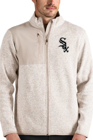 Men's Chicago White Sox Antigua Oatmeal Fortune Full-Zip Jacket