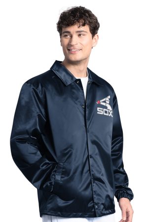 Men's Chicago White Sox Starter Navy Cooperstown Collection Point Man Full-Snap Coaches Jacket
