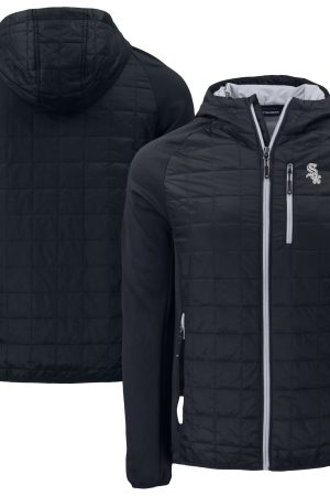Men's Chicago White Sox Cutter & Buck Black Eco Hybrid PrimaLoft Full-Zip Hoodie Jacket
