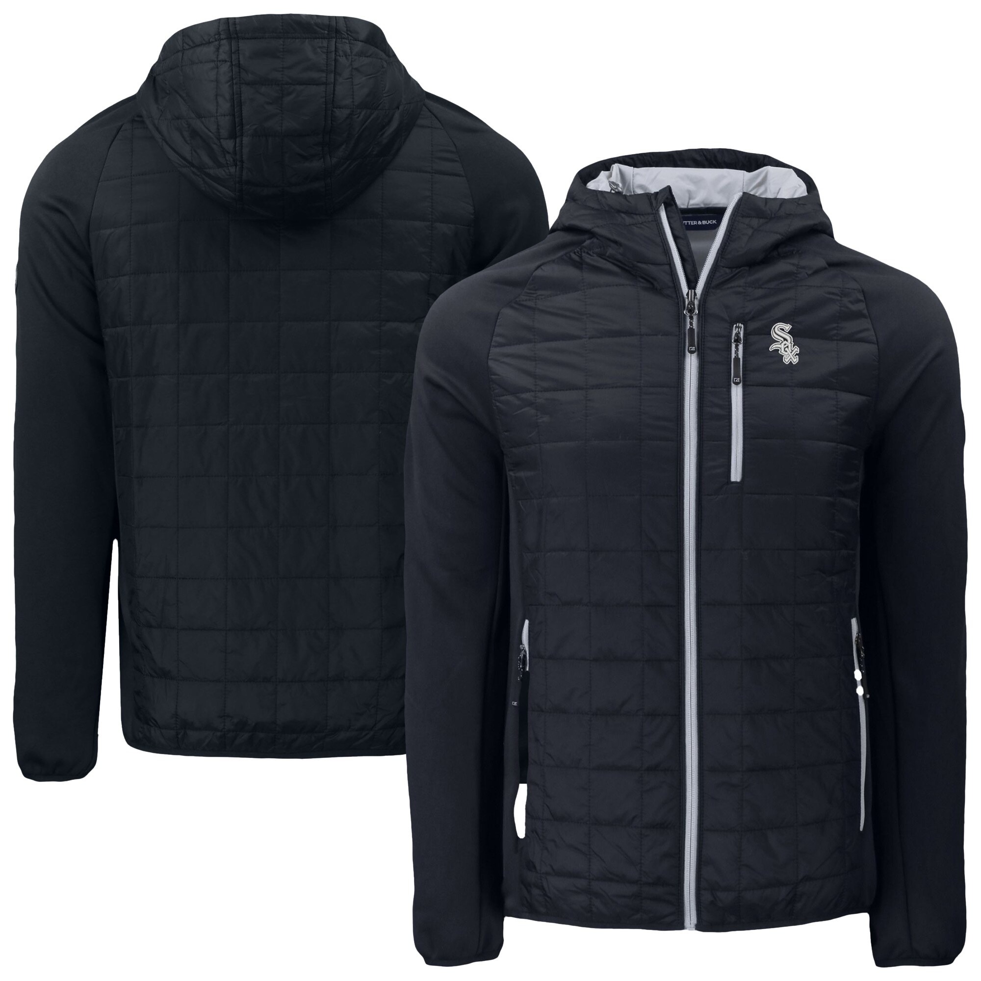 Men's Chicago White Sox Cutter & Buck Black Eco Hybrid PrimaLoft Full-Zip Hoodie Jacket 1 Men's Chicago White Sox Cutter & Buck Black Eco Hybrid PrimaLoft Full-Zip Hoodie Jacket