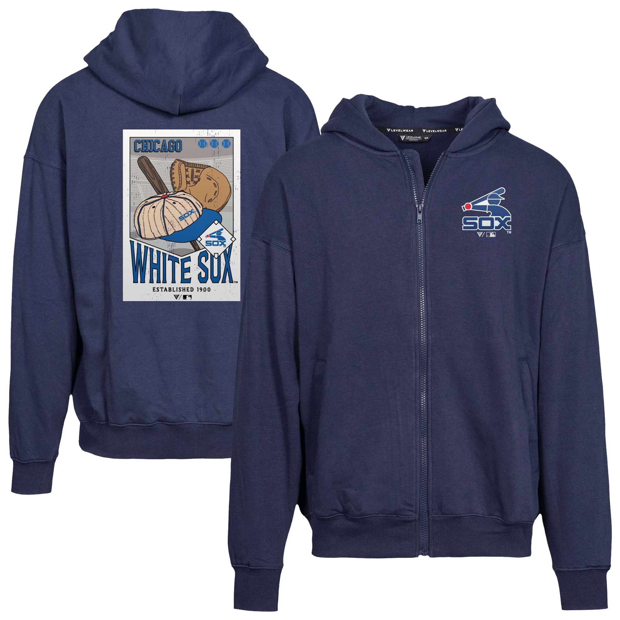 Men's Chicago White Sox Levelwear Navy Uphill Cooperstown Collection Core Logo Full-Zip Hoodie 1 Men's Chicago White Sox Levelwear Navy Uphill Cooperstown Collection Core Logo Full-Zip Hoodie