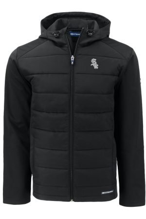 Men's Chicago White Sox Cutter & Buck Black Evoke Hybrid Eco Softshell Recycled Full-Zip Jacket