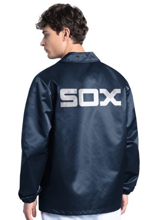 Men's Chicago White Sox Starter Navy Cooperstown Collection Point Man Full-Snap Coaches Jacket