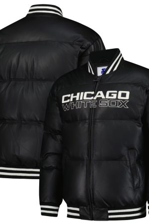 Men's Chicago White Sox Starter Black Full-Zip Leather Jacket