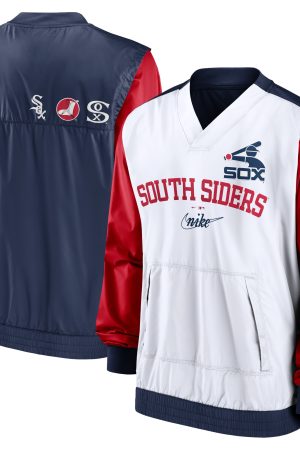 Men's Chicago White Sox Nike White/Navy Rewind Warmup V-Neck Pullover Jacket