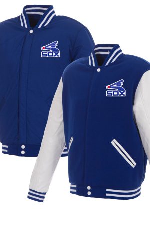 Men's Chicago White Sox JH Design Royal/White Reversible Full-Snap Fleece Jacket