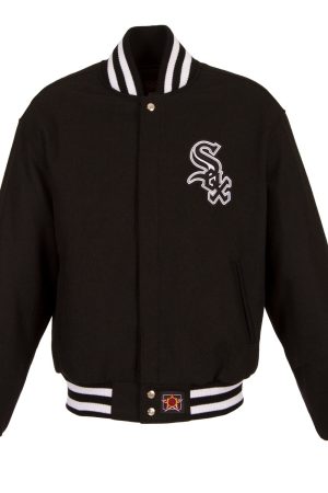 Women's Chicago White Sox JH Design Black Embroidered Logo All-Wool Jacket