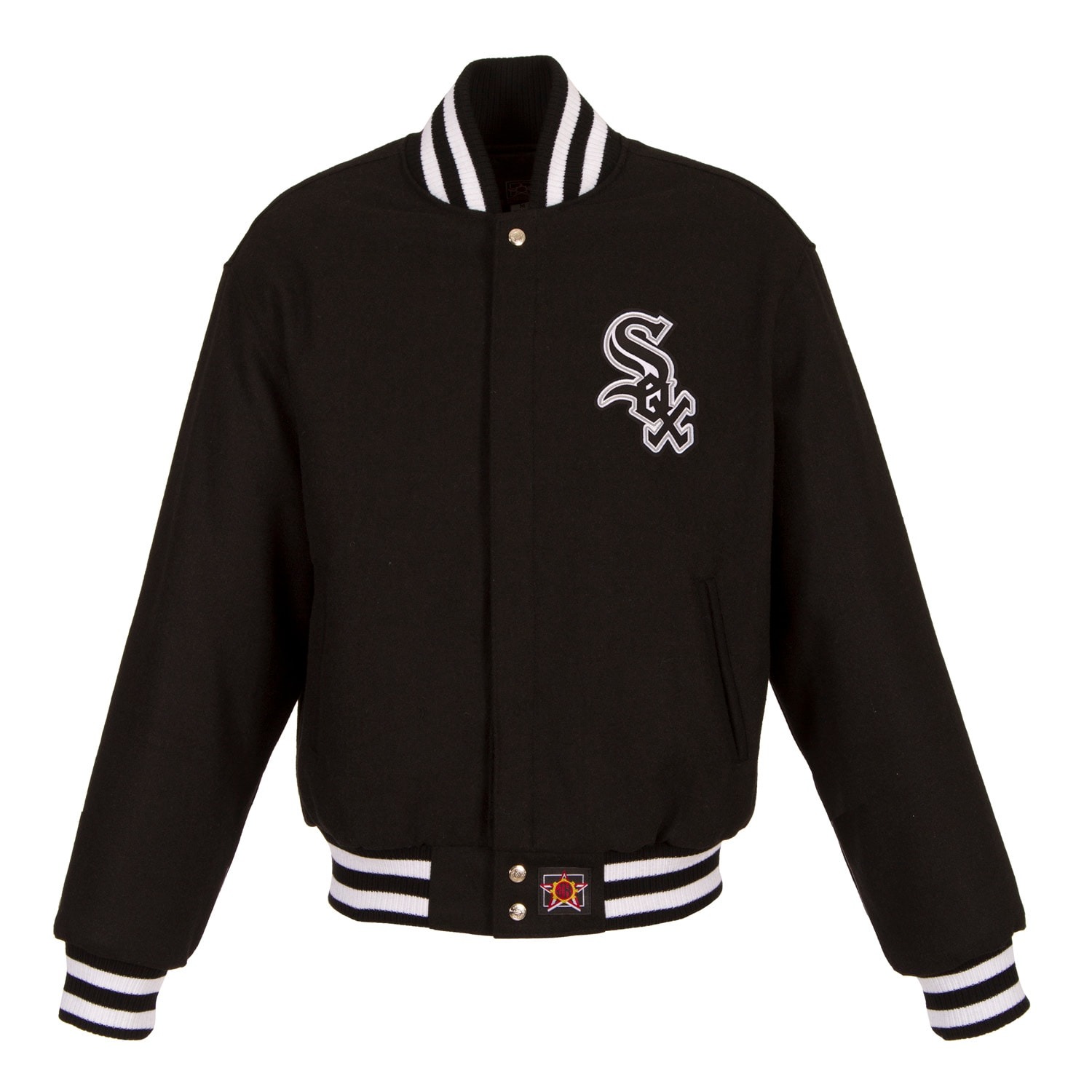 Women's Chicago White Sox JH Design Black Embroidered Logo All-Wool Jacket 1 Women's Chicago White Sox JH Design Black Embroidered Logo All-Wool Jacket