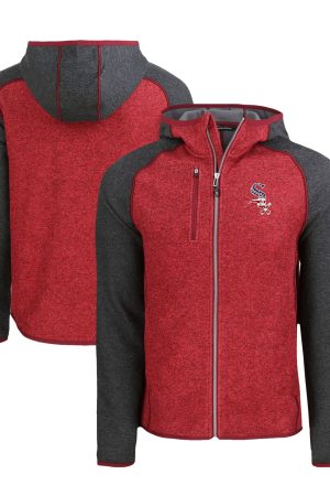 Men's Chicago White Sox Cutter & Buck Heather Red/Heather Charcoal Stars & Stripes Mainsail Sweater-Knit Full-Zip Hoodie