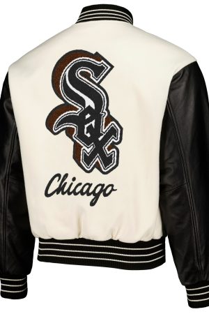 Men's Chicago White Sox PLEASURES White Full-Snap Varsity Jacket