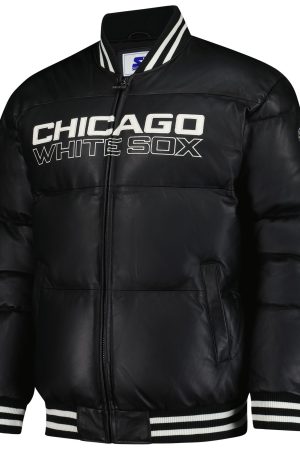 Men's Chicago White Sox Starter Black Full-Zip Leather Jacket