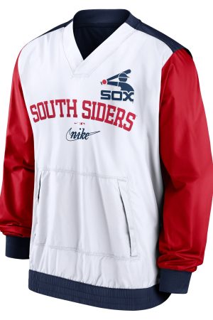 Men's Chicago White Sox Nike White/Navy Rewind Warmup V-Neck Pullover Jacket