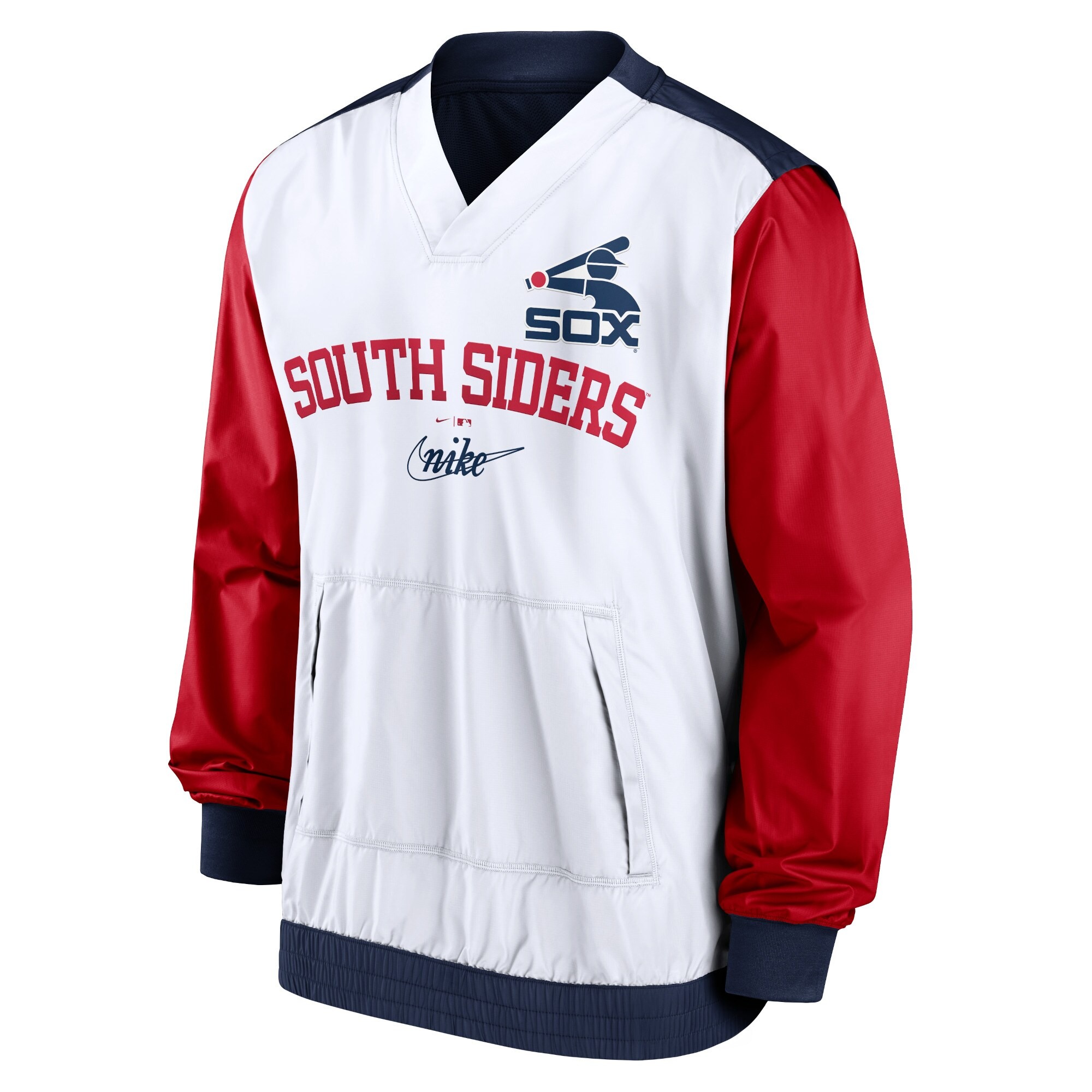 Men's Chicago White Sox Nike White/Navy Rewind Warmup V-Neck Pullover Jacket 3 Men's Chicago White Sox Nike White/Navy Rewind Warmup V-Neck Pullover Jacket - Image 3