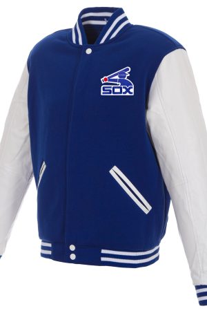 Men's Chicago White Sox JH Design Royal/White Reversible Full-Snap Fleece Jacket