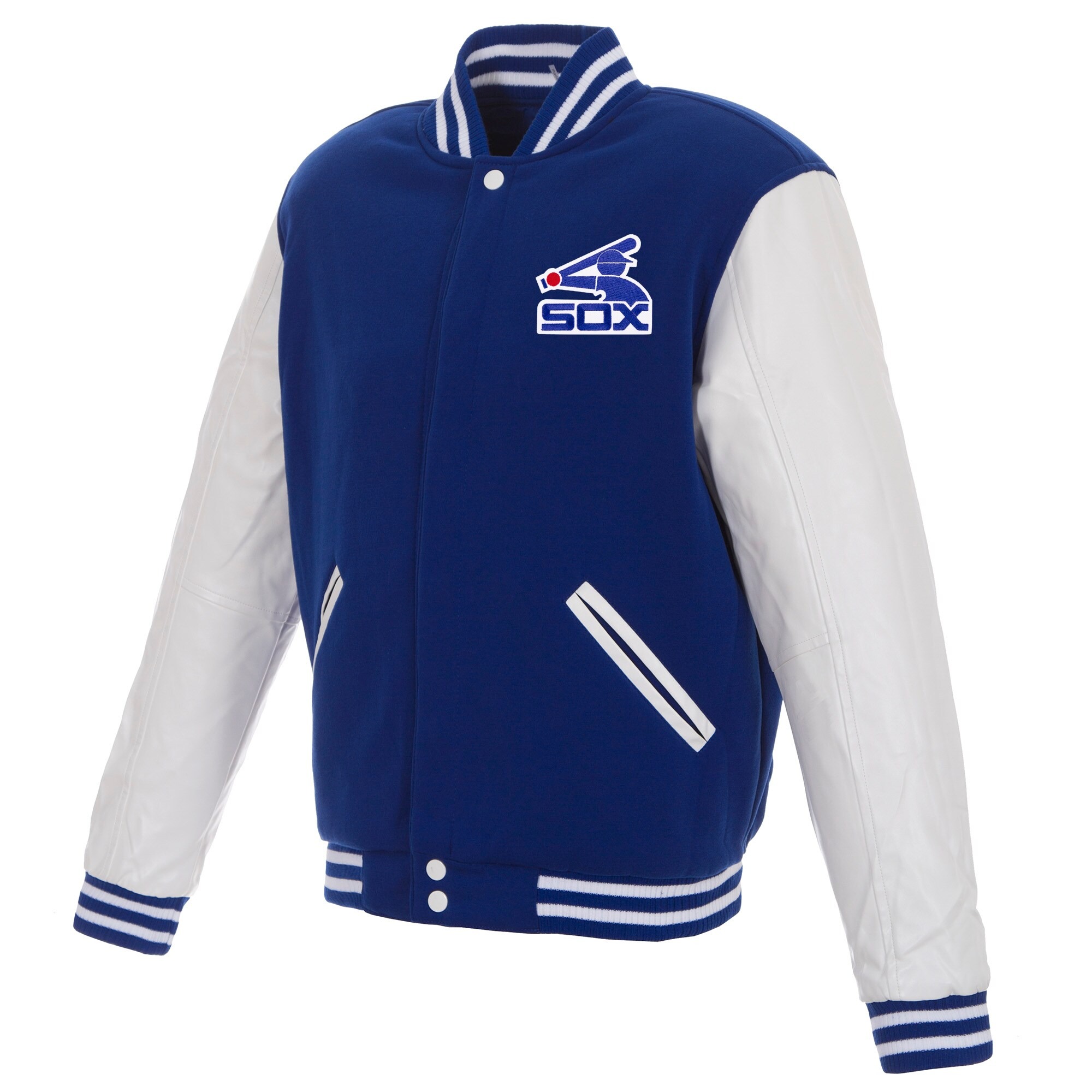 Men's Chicago White Sox JH Design Royal/White Reversible Full-Snap Fleece Jacket 3 Men's Chicago White Sox JH Design Royal/White Reversible Full-Snap Fleece Jacket - Image 3