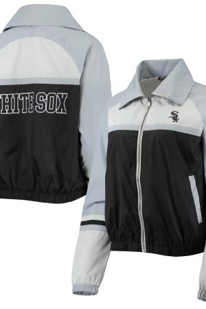 Women's Chicago White Sox The Wild Collective Black Colorblock Track Raglan Full-Zip Jacket