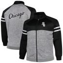 Men's Chicago White Sox Black/Heather Gray Big & Tall Raglan Full-Zip Track Jacket